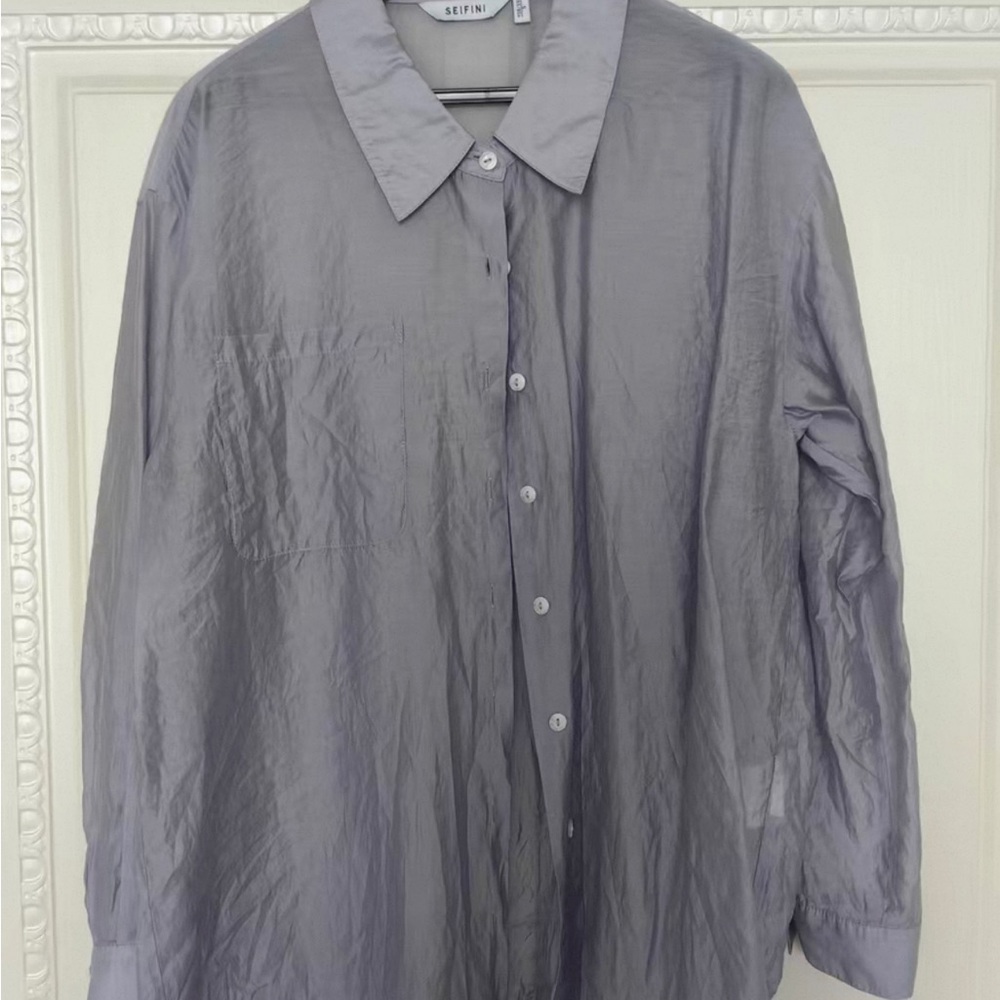 Women's Gray Button Down Shirt
